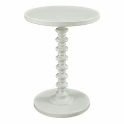 Linon Round Spindle End Table White