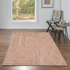 Alternative view of Linon Washable Cayden Area Rug Rust Mosaic