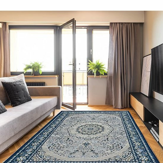 Linon Emerald Oval Design Rug Cream Copper 2 Linon Emerald Oval Design Rug Cream Copper - Image 2