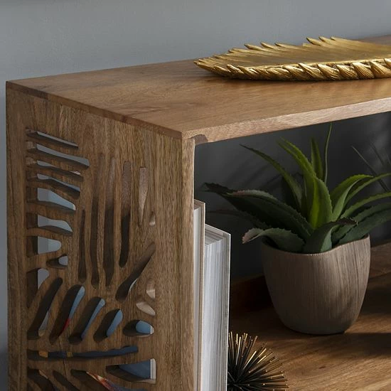 Linon Keily Palm Leaf 3-Shelf Bookcase 3 Linon Keily Palm Leaf 3-Shelf Bookcase - Image 3