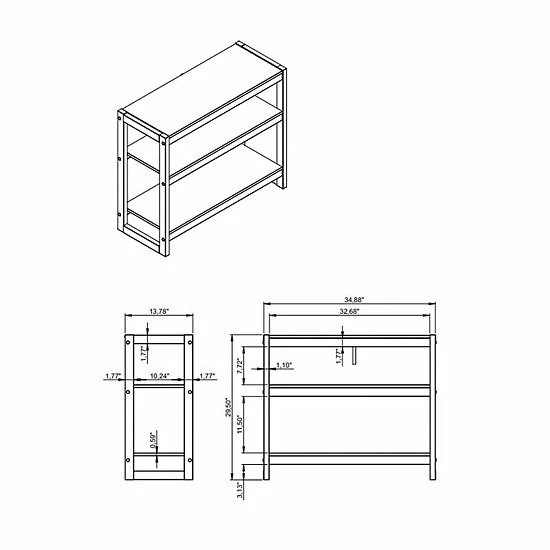 Linon Charles 3-Shelf Bookcase Black Walnut 7 Linon Charles 3-Shelf Bookcase Black Walnut - Image 7