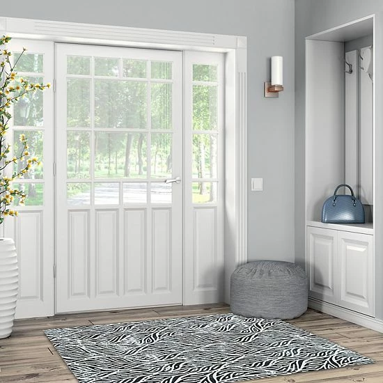 Linon Leona Washable Rug Rust Ivory Botanical 2 Linon Leona Washable Rug Rust Ivory Botanical - Image 2