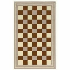 Linon Capri Buffalo Check Rug Beige Brown -Linon Sales Store unnamed file 3468