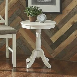 Alternative view of Linon Round Pedestal End Table White