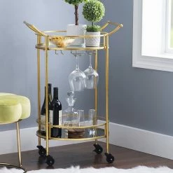 Linon Metallic Round Bar Cart -Linon Sales Store unnamed file 3586