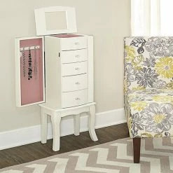 Alternative view of Linon White 4-Drawer Jewelry Armoire