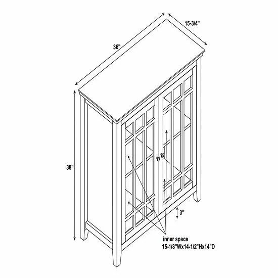 Linon Leslie Window Pane 2-Door Storage Cabinet Gray 3 Linon Leslie Window Pane 2-Door Storage Cabinet Gray - Image 3