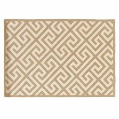 Linon Silhouette Greek Key Wool Rug Gray