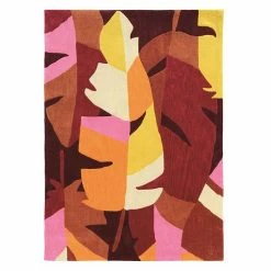 Linon Trio Tropic Leaf Rug Yellow