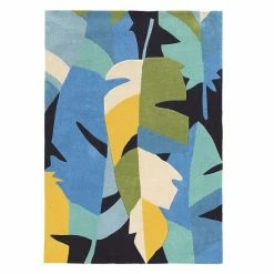 Linon Trio Tropic Leaf Rug Yellow -Linon Sales Store unnamed file 3852
