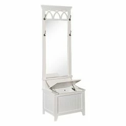 Linon Elliana Mirror Hall Tree Bench White