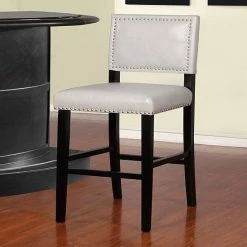 Linon Blake Faux-Leather Bar Stool Gray