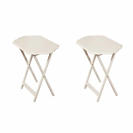 Linon Joelle TV Tray Table 2-piece Set White 5 Linon Joelle TV Tray Table 2-piece Set White - Image 5