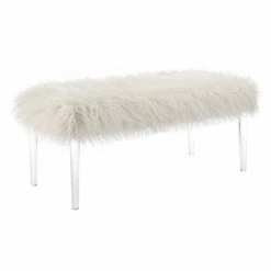 Linon Faux Fur Flokati Acrylic Leg Bench