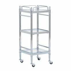 Linon Pinnacle Chrome Finish Bathroom Cart