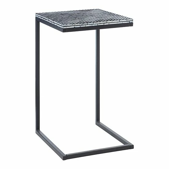 Linon Priscille Capiz Fish C-Shape End Table Gold Multi 7 Linon Priscille Capiz Fish C-Shape End Table Gold Multi - Image 7