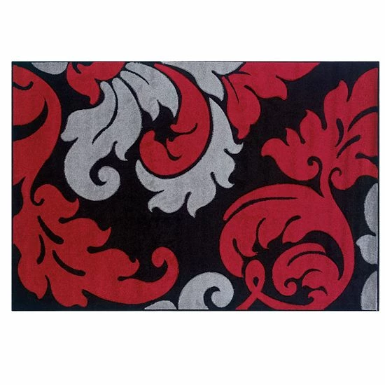 Linon Corfu Collection Leaves Rug Purple 3 Linon Corfu Collection Leaves Rug Purple - Image 3