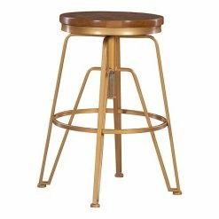 Linon Adjustable Workshop Stool Matte Gold