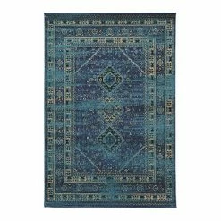 Alternative view of Linon Serape Goravan Rug Turquoise