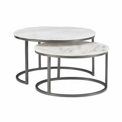 Linon Weston Nesting Coffee Table 2-Piece Set White Gray