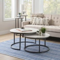 Alternative view of Linon Weston Nesting Coffee Table 2-Piece Set White Gray