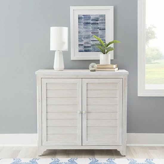Linon Lannie Whitewash Storage Cabinet 2 Linon Lannie Whitewash Storage Cabinet - Image 2