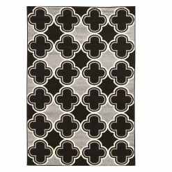 Linon Claremont Quatrefoil Rug Black Gray