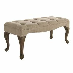 Linon Loire Tufted Ottoman Bench Brown
