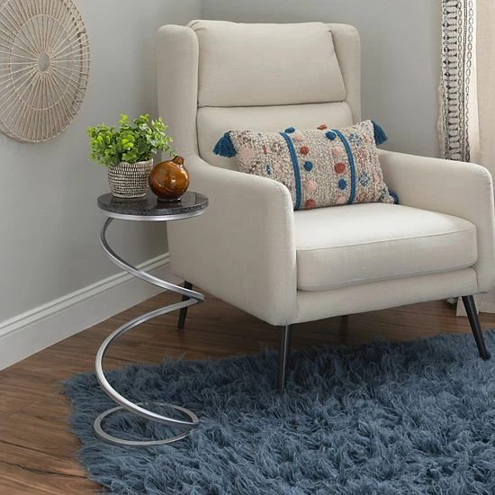 Linon Rian Spiral Drink End Table Black Granite Silver B 2 Linon Rian Spiral Drink End Table Black Granite Silver B - Image 2