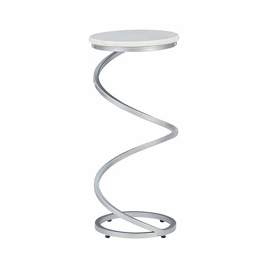 Linon Rian Spiral Drink End Table Black Granite Silver B 6 Linon Rian Spiral Drink End Table Black Granite Silver B - Image 6