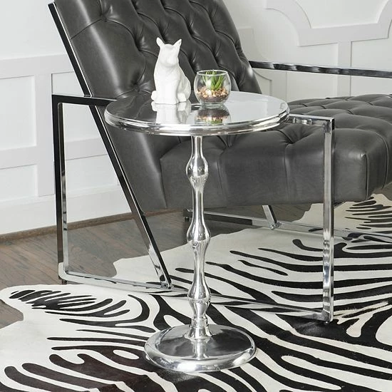 Linon Malone Side Table Silver 2 Linon Malone Side Table Silver - Image 2
