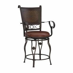 Linon Big & Tall Copper Stamped Back Counter Stool With Arms