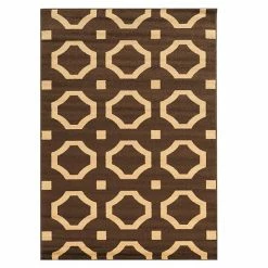 Linon Claremont Octagon Geometric Rug Brown Beige