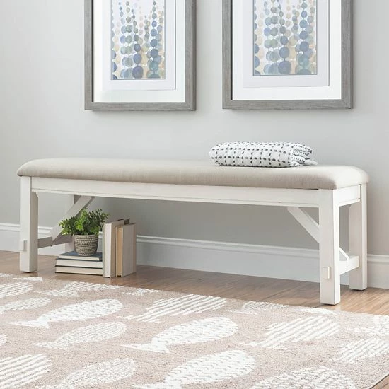 Linon Turino Padded Bench Gray 2 Linon Turino Padded Bench Gray - Image 2