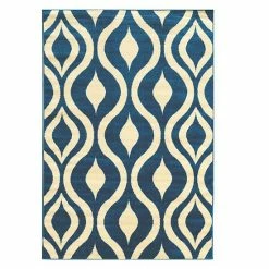 Alternative view of Linon Claremont Drops Geometric Rug Blue Cream