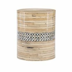 Linon Prine Bamboo Drum Table Natural Black -Linon Sales Store unnamed file 5347