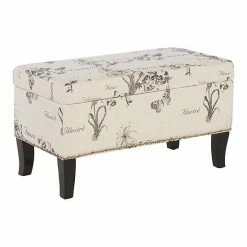 Linon Stephanie Botanical Print Storage Ottoman