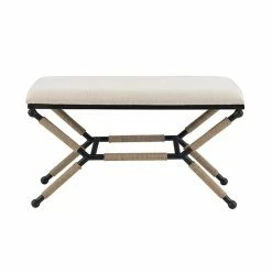 Linon Ashburn Campaign Accent Bench Linen -Linon Sales Store unnamed file 5388