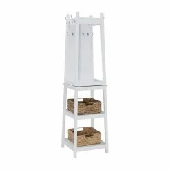 Linon Jalen Rotating Dressing Mirror Coat Rack Floor Decor