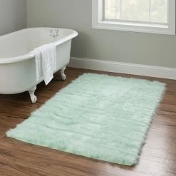 Alternative view of Linon Faux Sheepskin Blue Rug- 3' X 5'