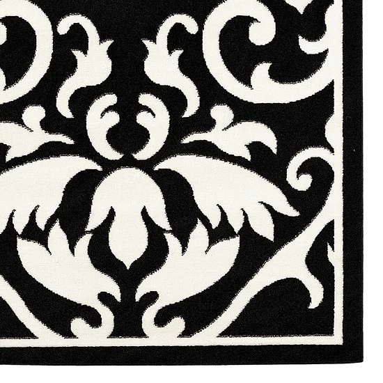 Linon Capri Framed Damask Rug - 4'3'' X 7'3'' Black Multi 2 Linon Capri Framed Damask Rug - 4'3'' X 7'3'' Black Multi - Image 2