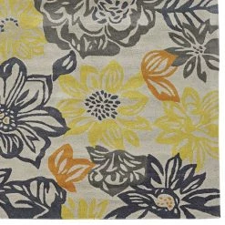 Alternative view of Linon Trio Floral Rug Gray