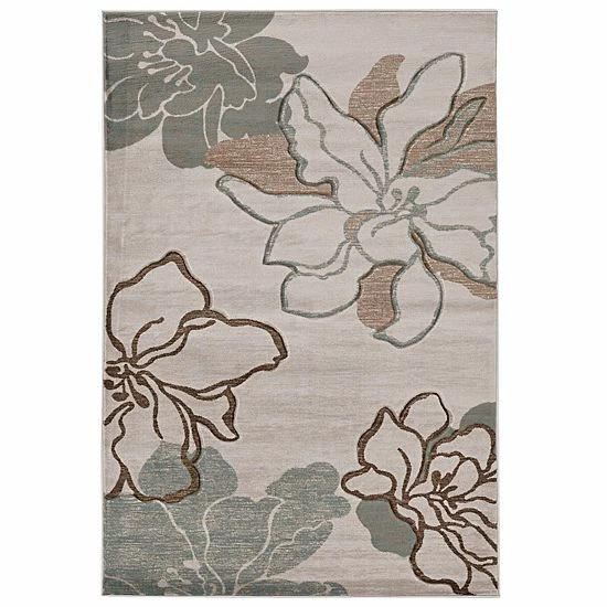 Linon Milan Floral Silhouettes Rug Brown 4 Linon Milan Floral Silhouettes Rug Brown - Image 4