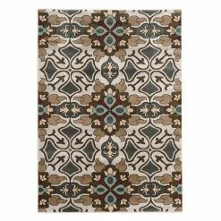 Linon Elegance Lily Floral Rug Blue Brown