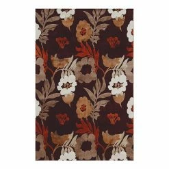 Linon Hi Lo Floral I Rug Brown