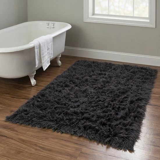 Linon New Flokati Rug Gray 3 Linon New Flokati Rug Gray - Image 3