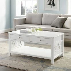 Alternative view of Linon Whitley Geometric Coffee Table Blue