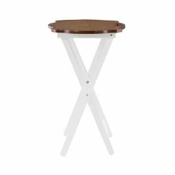 Linon Serpentine Folding Tray Table 5-piece Set White Brown -Linon Sales Store unnamed file 57