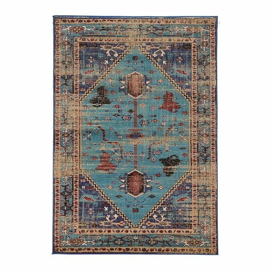 Linon Serape Heriz Rug Turquoise Multi 1 Linon Serape Heriz Rug Turquoise Multi