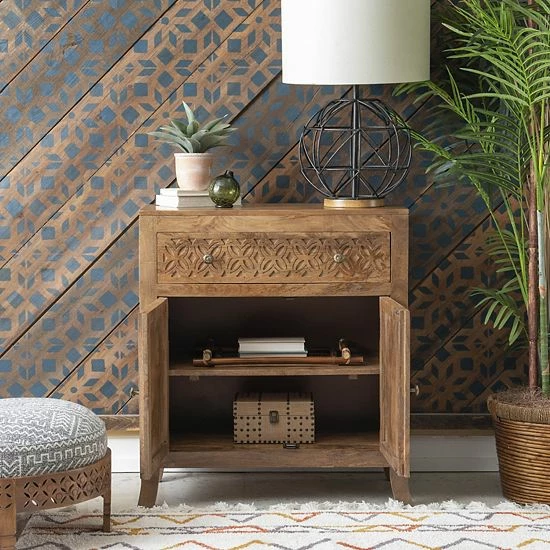 Linon Hezen 2-Door 1-Drawer Cabinet 2 Linon Hezen 2-Door 1-Drawer Cabinet - Image 2